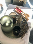 Hocker Silke in een oudroze linnen-katoen stof met losse rok