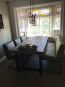 Eetkamerbank Zara in mosgroen L60 leder 148 cm - 3 zits bank