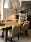 Eetkamerstoel Hill in bruingrijze handgeborduurde Italiaanse stof