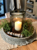 Houten klos met lederen koord - 23 cm