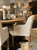 Eetkamerstoel Finn in matte, witte velours stof