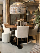 Eetkamerstoel Finn in matte, witte velours stof