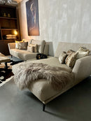 Bank Faye in een zandkleurige geweven stof - Keijser & Co - Modulebank!