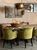 Massief oud teakhouten eettafel 220x110 cm ovaal met slofpoot