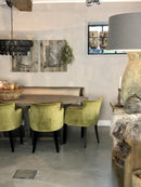 Massief oud teakhouten eettafel 220x110 cm ovaal met slofpoot