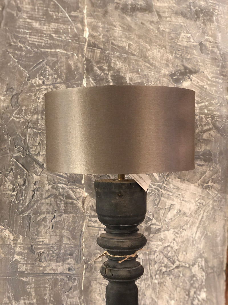 Lampenkap cilinder in taupekleurige glansstof D30xH15 cm