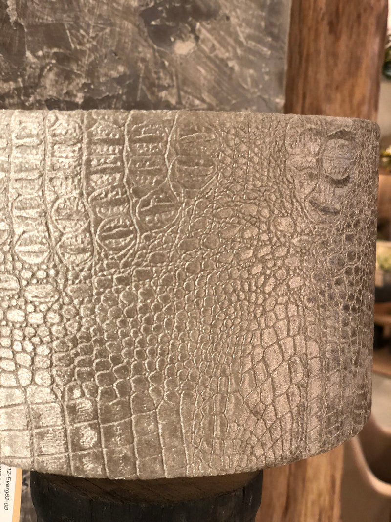 Lampenkap cilinder met zilvergrijze krokoprint D20xH12 cm