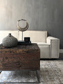 Bank Montana in ecru-kleurige stof met Franse stiknaad