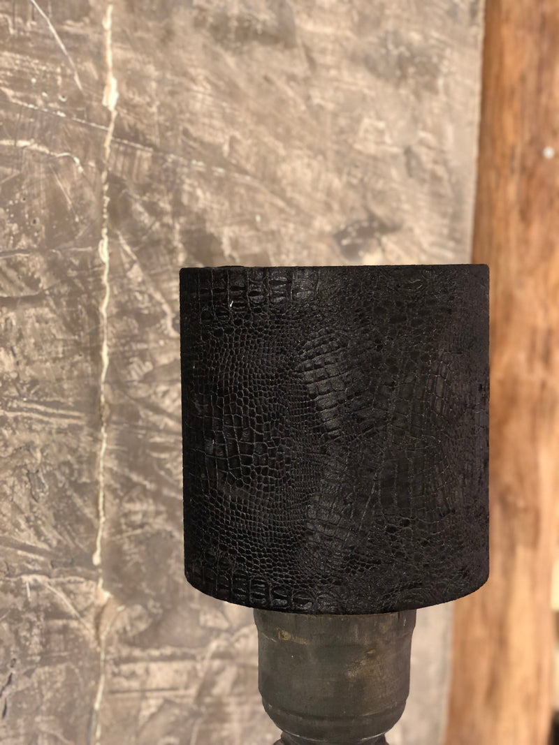 Lampenkap cilinder met velours zwarte krokoprint D20xH20 cm