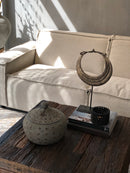 Bank Montana in ecru-kleurige stof met Franse stiknaad