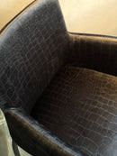 Eetkamerstoel Randy in antracietgrijze velours krokoprint met parketwielen