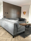 Hoekbank Charlie in donkergrijze spijkerstof - 240x310 cm