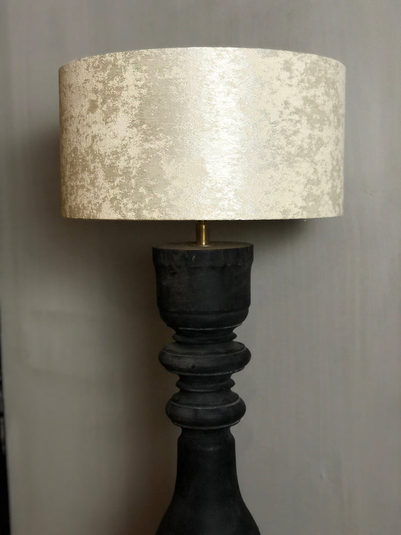 Lampenkap cilinder van ecrukleurig teide met glans en gemêleerd patroon D30xH15 cm