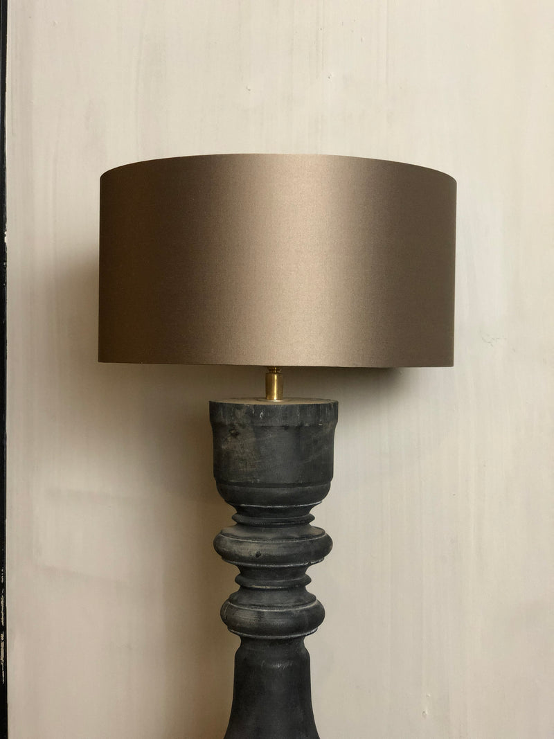 Lampenkap cilinder in bruine glansstof D30 x H15 cm