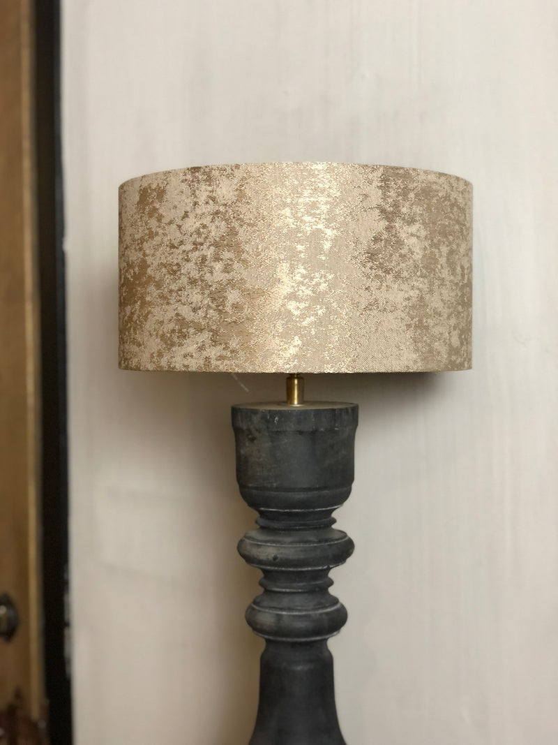 Lampenkap cilinder van champagnekleurig teide met glans en gemêleerd patroon D30xH15 cm