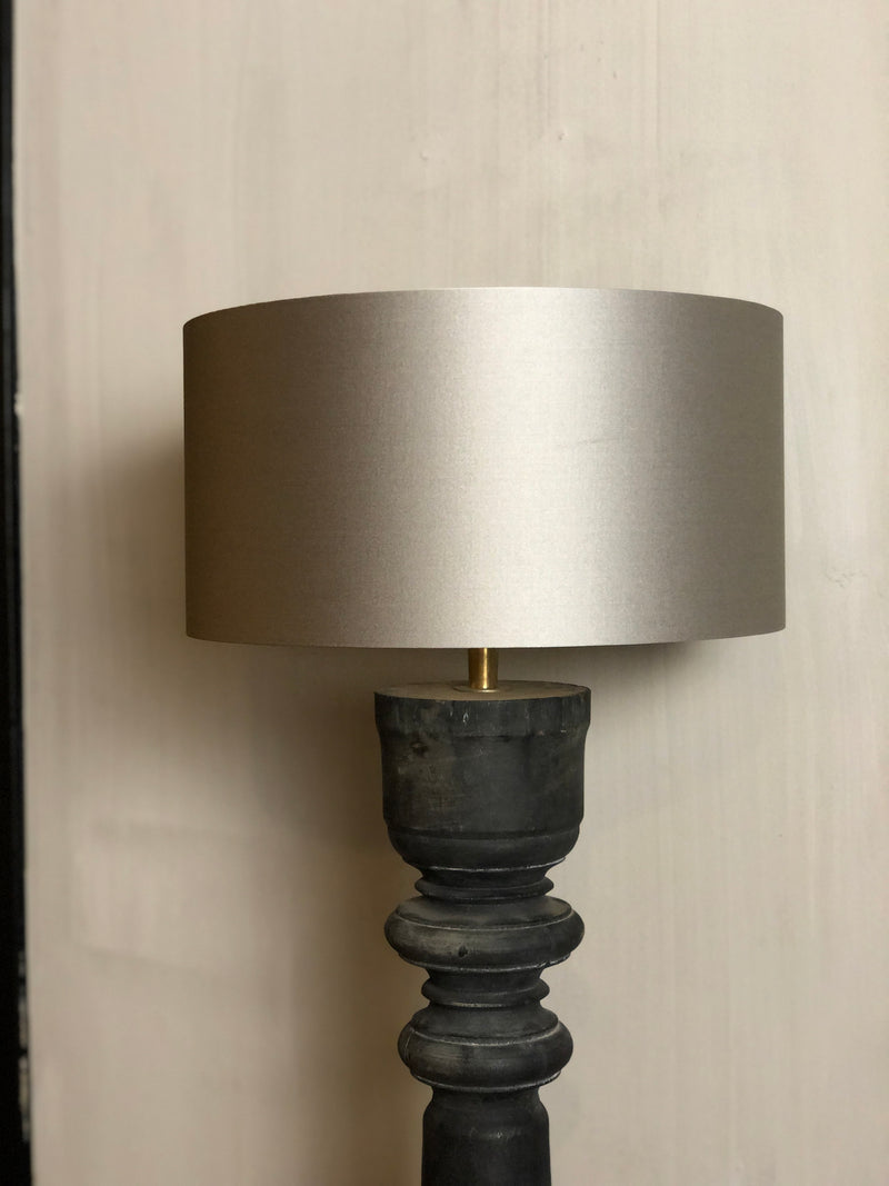 Lampenkap cilinder in grijze glansstof D30xH15 cm