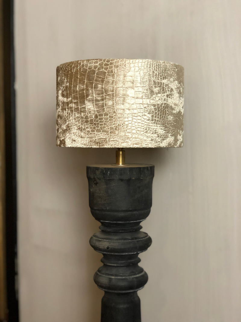 Lampenkap cilinder in champagnekleurige kroko velours stof D20 x H12 cm