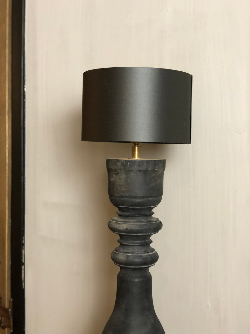 Lampenkap cilinder in antracietgrijze glansstof D20 x H12 cm