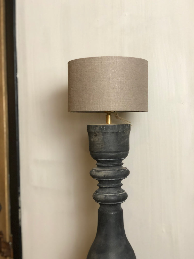 Lampenkap cilinder van taupekleurig linnenlook H12xD20 cm