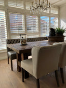 Eetkamerbank Gina 180 cm gecapitonneerd in zilvergrijs PU-leder