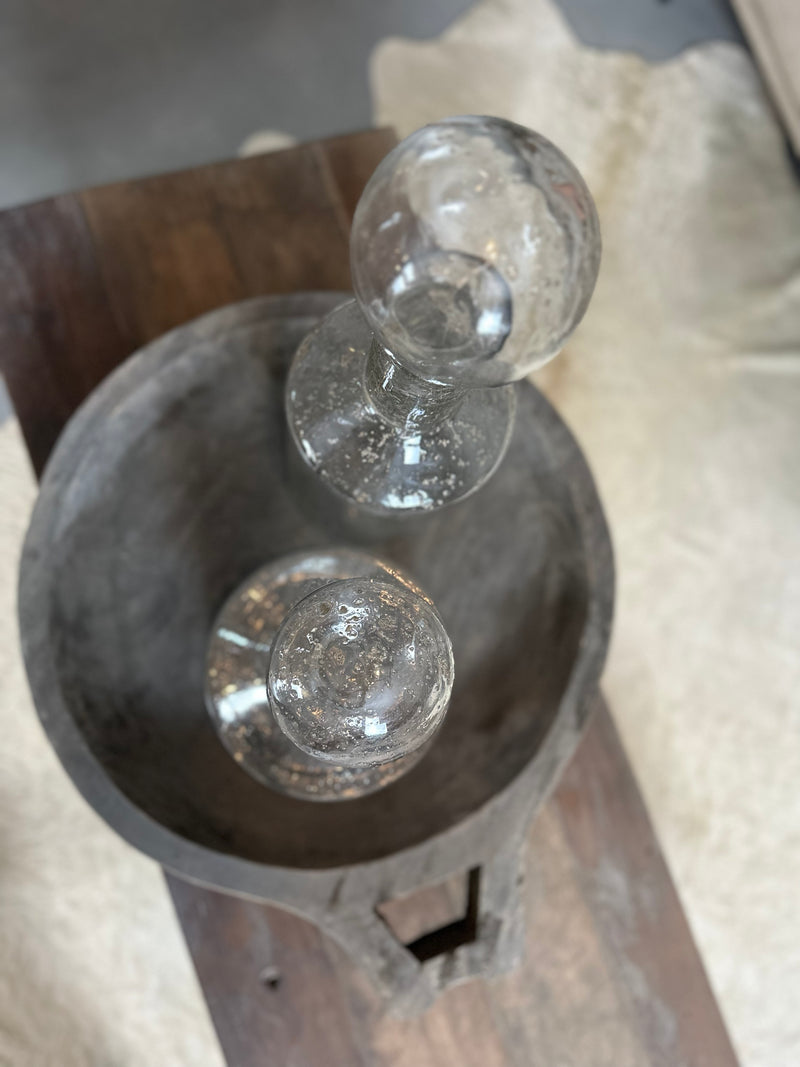 Glazen fles met ronde dop
