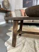 Salontafel van grijs, verweerd hout met onderlat - 50x150x46 cm