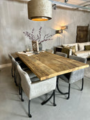 Eetkamerstoel Randy in champagnezilver krokoprint velours met skatewieltjes