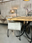 Eetkamerstoel Randy in champagnezilver krokoprint velours met skatewieltjes