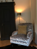 Fauteuil Bouquet in een groengrijze velours zebra stof