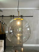 Hanglamp Polle van helder glas 48 cm doorsnede met brons/gouden plaat