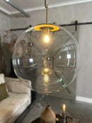 Hanglamp Polle van helder glas 48 cm doorsnede met brons/gouden plaat