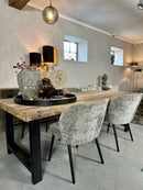 Eetkamerstoel Amber in grove velours stof in kakikleur