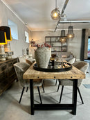 Eetkamerstoel Amber in grove velours stof in kakikleur