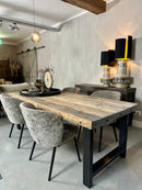 Eetkamerstoel Amber in grove velours stof in kakikleur