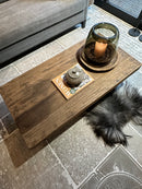 Salontafel Bas met grof houten blad en zwart stalen U-poot 120x60 cm