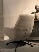 Fauteuil Ties in ecrukleurige stof met draaipoot