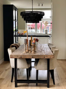 Eettafel Bas met stalen U-poot en grote schroeven