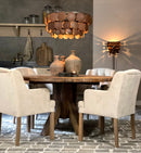 Eetkamerstoel Finn in naturelkleurige velours stof met capitons