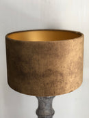 Tafellamp Nora - Vergrijsd hout - Inclusief velours gouden kap