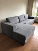 Hoekbank Rein in een antraciet linnen-katoen stof - 2,5 zits met lounge