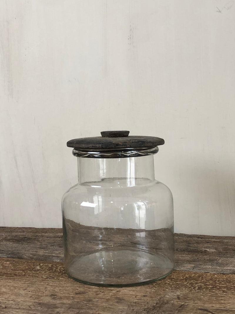 Glazen voorraadpot met houten deksel - Small