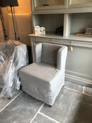 Eetkamerstoelen Belle in lichtgrijze linnen-katoen stof