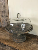 Taartplateau met houten voet en glazen stolp - Large