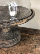 Taartplateau met houten voet en glazen stolp - Large