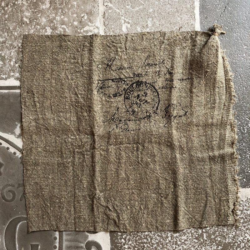 Shabby doek met brief-stempel - 45x45 cm