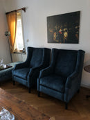 Oorfauteuil Vera in petrolkleurige velours stof