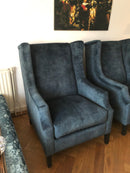 Oorfauteuil Vera in petrolkleurige velours stof