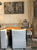 Eetkamerbank Gina in een lichtgrijze-zilveren zebra velours stof - 200 cm