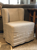 Eetkamerstoelen Belle in lichtgrijze linnen-katoen stof