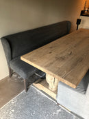 Eetkamerbank Gina in antraciet/grijze linnen-katoen stof - 240 cm